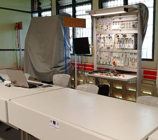 Student working in the electrical lab